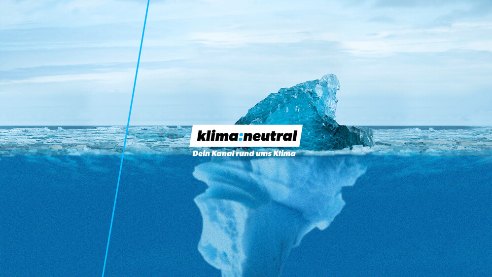 Logo des Youtube-Kanals klima:neutral vor Eisberg.
